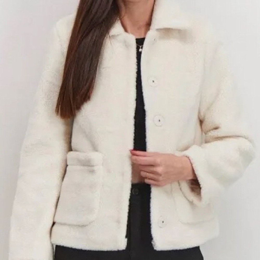 Rebecca Minkoff Cream Jacket gorgeous great light use 2 snaps need tightening L
